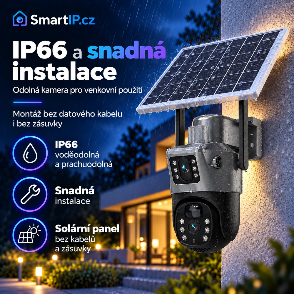 IP66 a snadná instalace solární 4G kamery