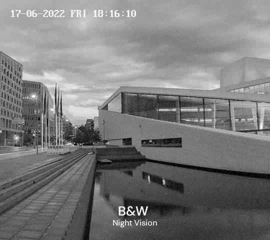 Noční záběr bez NightChroma – klasické IR černobíle