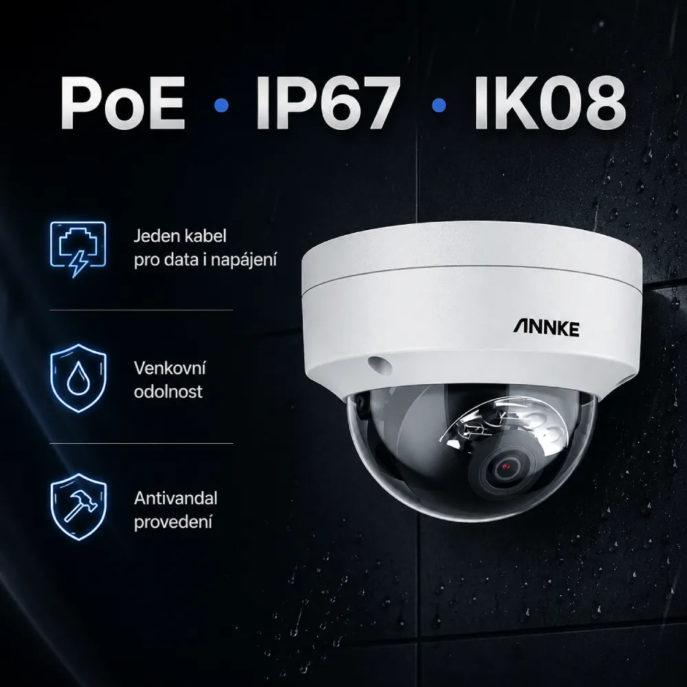 ANNKE C1200D PoE IP67 IK08 venkovní odolnost