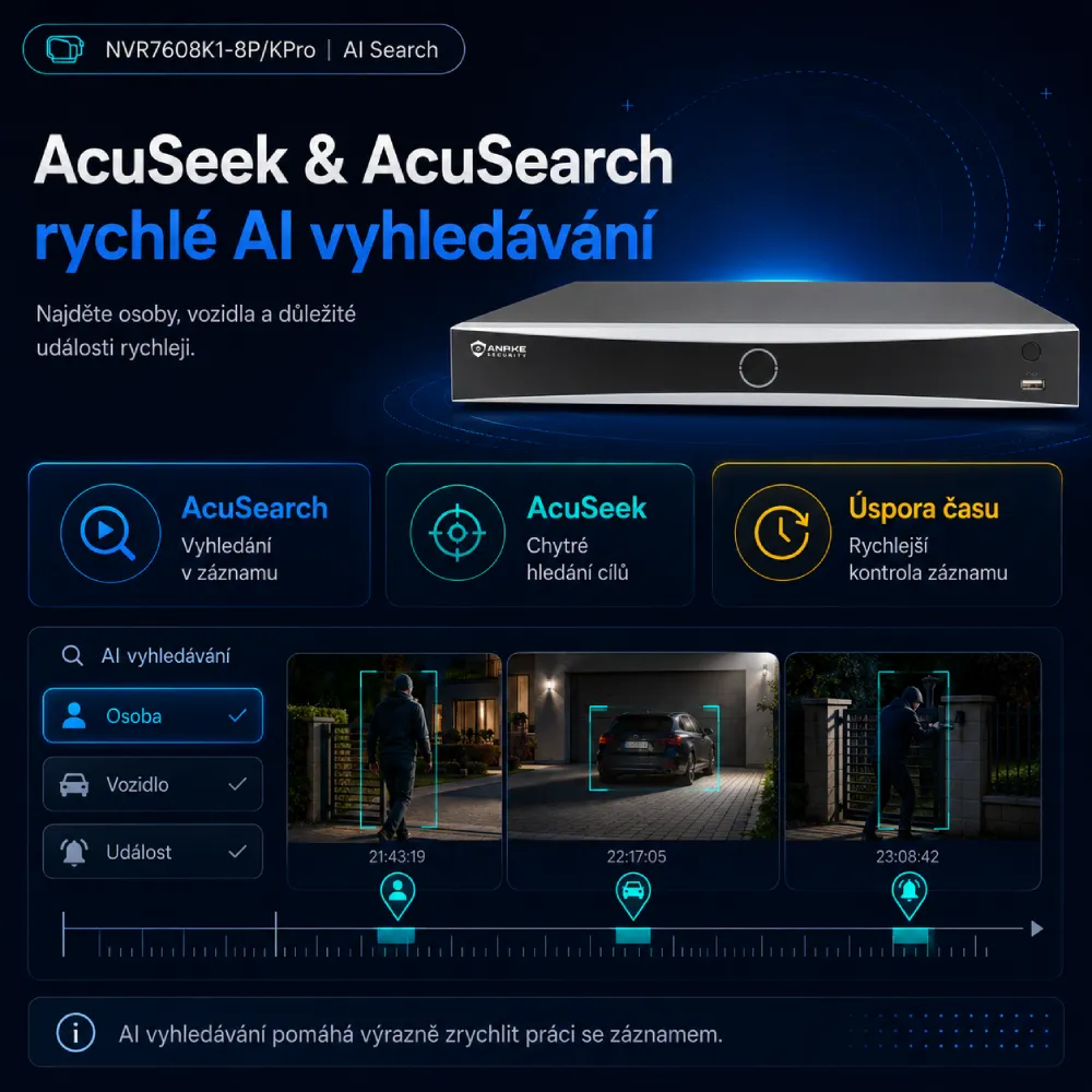NVR7608K1-8P KPro AcuSeek AcuSearch AI vyhledávání