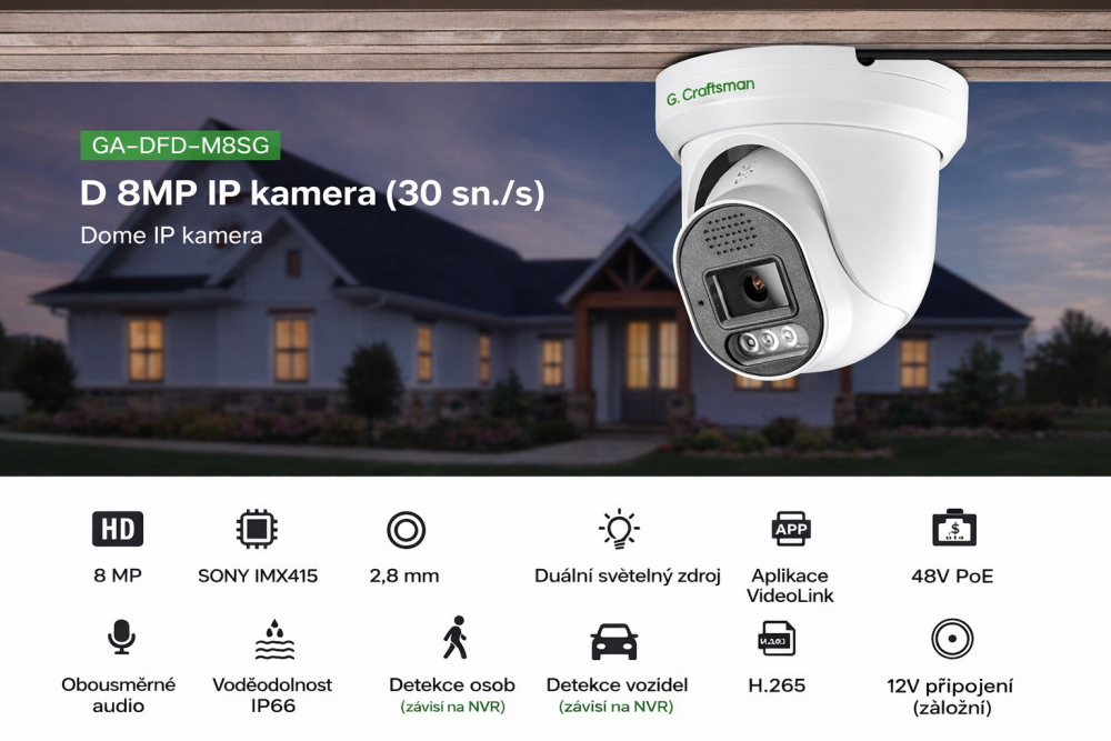 Vid 8MP IP PoE turret kamera, 30 snímků za vteřinu