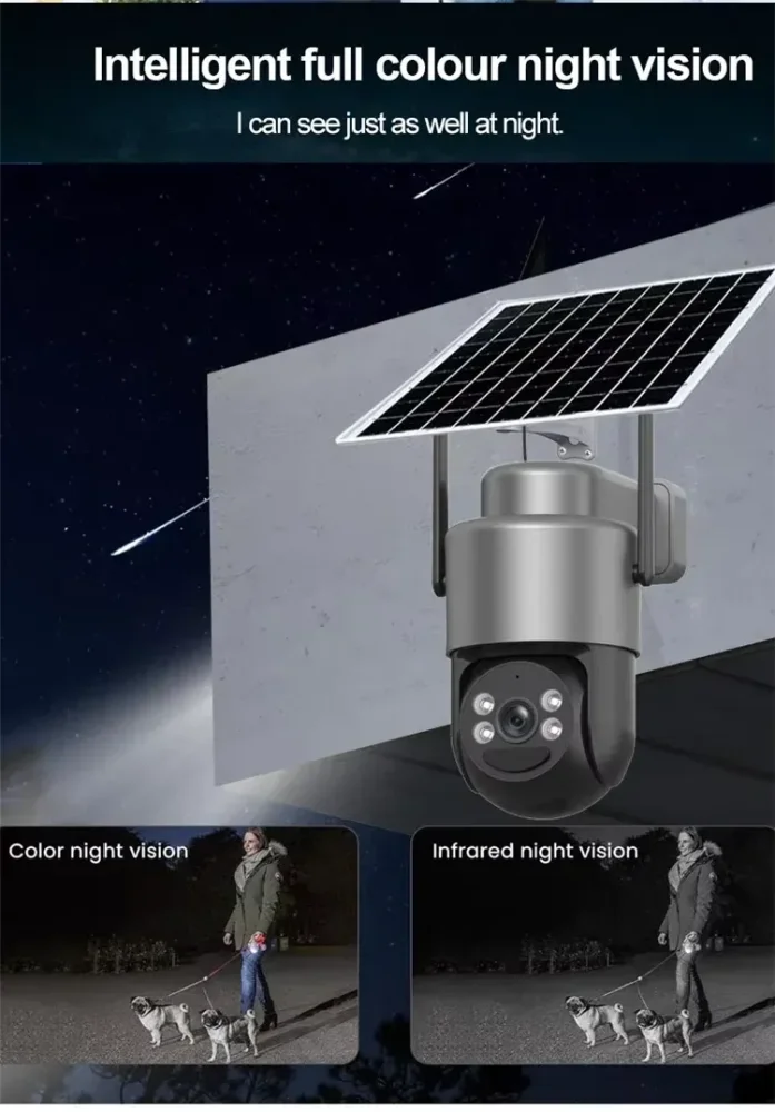 4MP 4G solární kamera - Barevné noční vidění