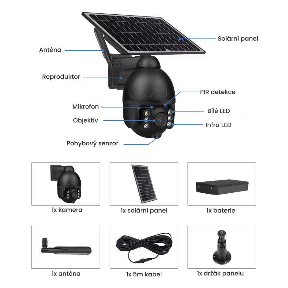 Popis 3MP solární 4G kamery