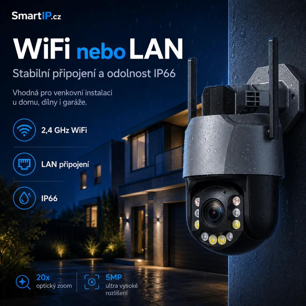 WiFi LAN připojení microSD cloud a IP66