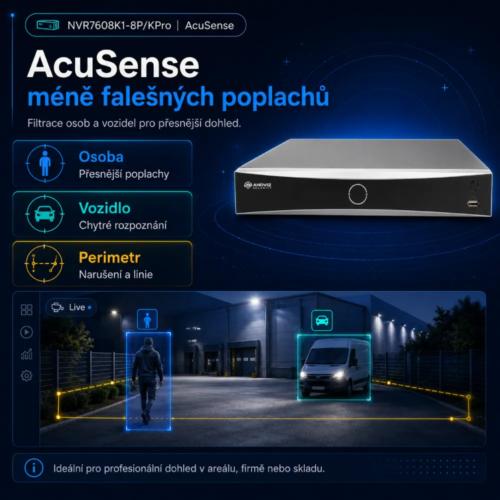 NVR7608K1-8P KPro AcuSense detekce osob a vozidel