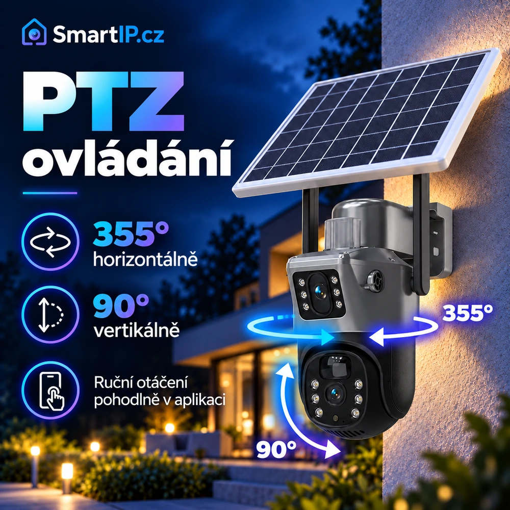 PTZ ovládání 355 stupňů a 90 stupňů
