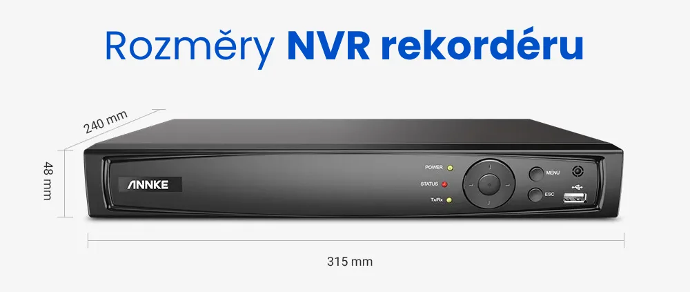 ANNKE H800 - rozměry NVR rekordéru
