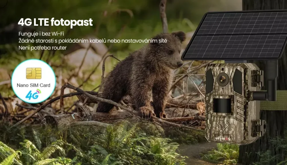 Fotopast Smartip 4G se solárem | Noční vidění, 4MP, mobilní aplikace