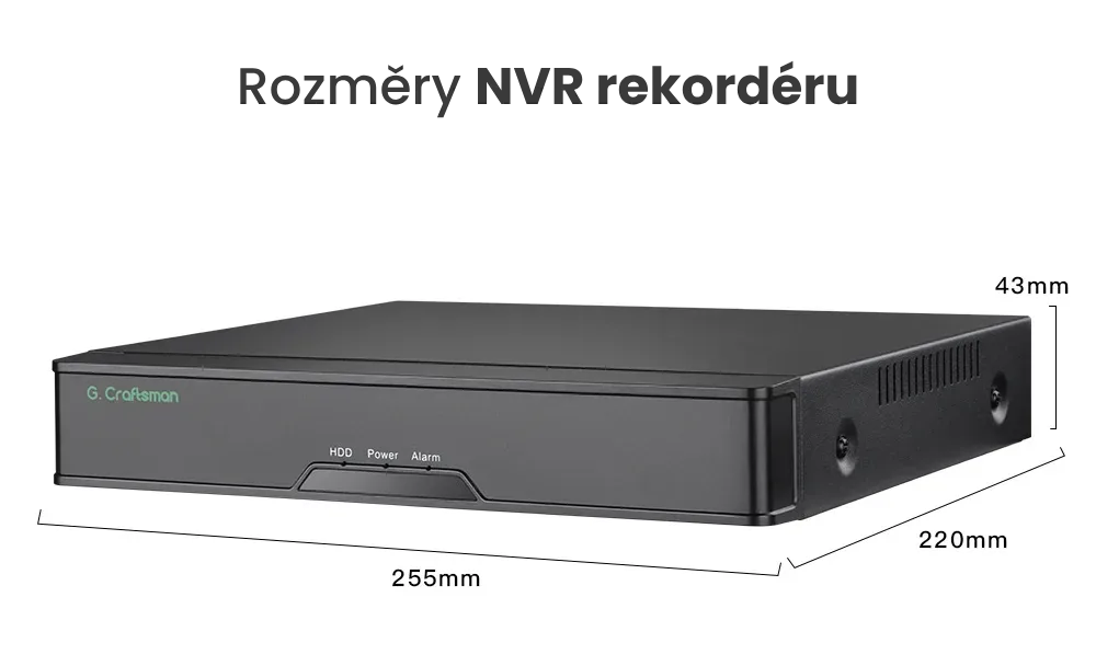12MP NVR videolink - rozměry NVR rekordéru