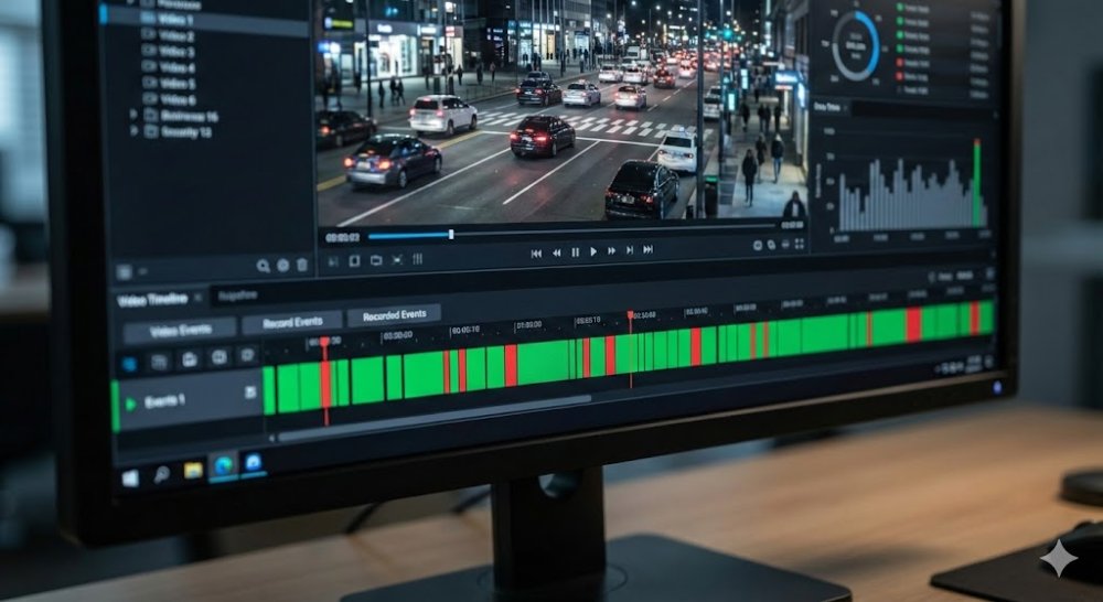 Časová osa s vyznačenými detekcemi osob