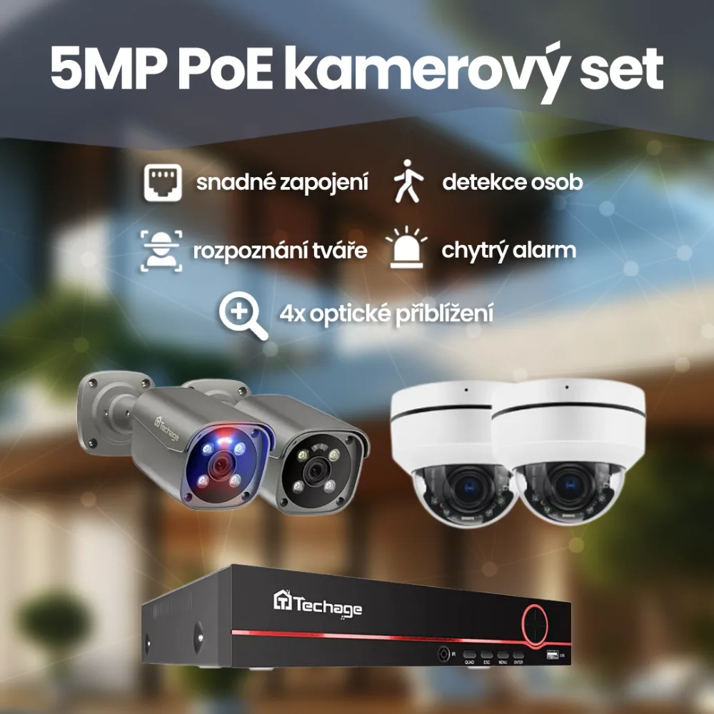 POE 4K kamerový set, 5MP DOME kamery