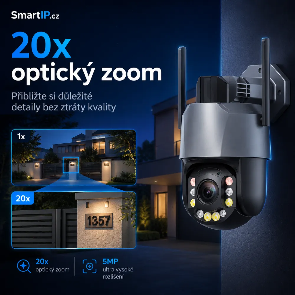 20× optický zoom u venkovní WiFi kamery