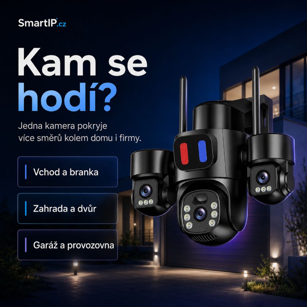 Venkovní instalace tříobjektivové PTZ kamery IP66