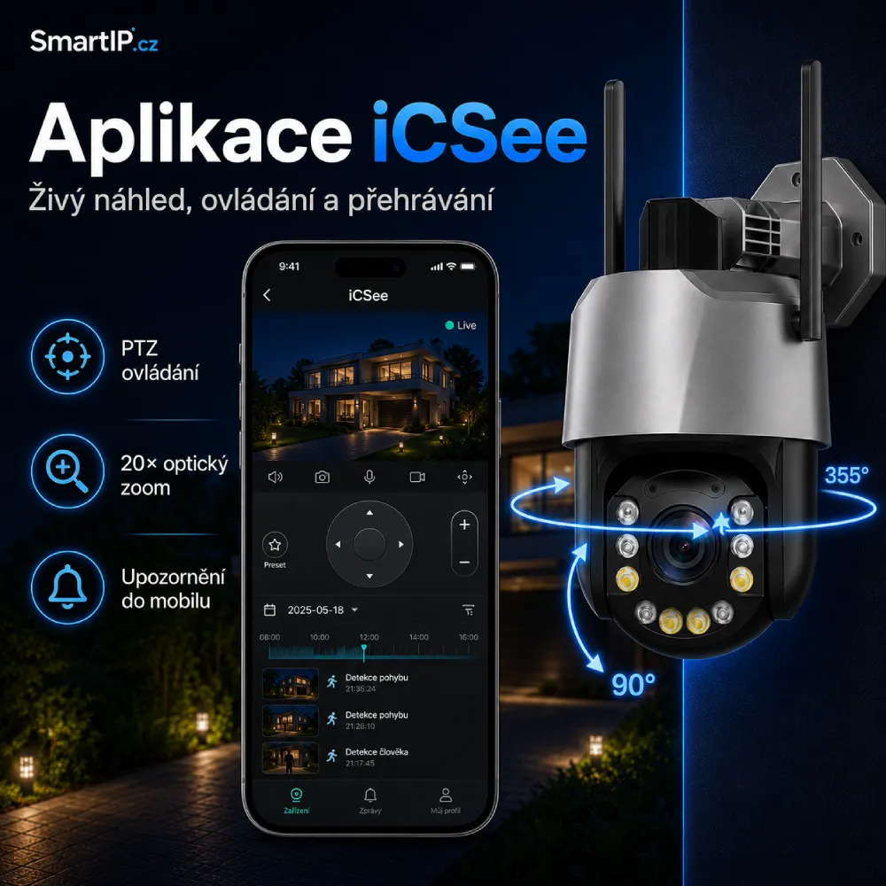 Aplikace iCSee pro venkovní WiFi PTZ kameru