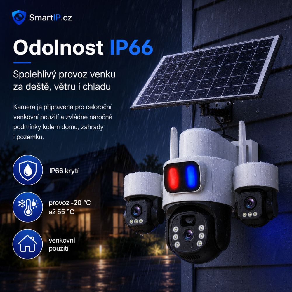 Odolnost IP66 a instalace 4G solární kamery