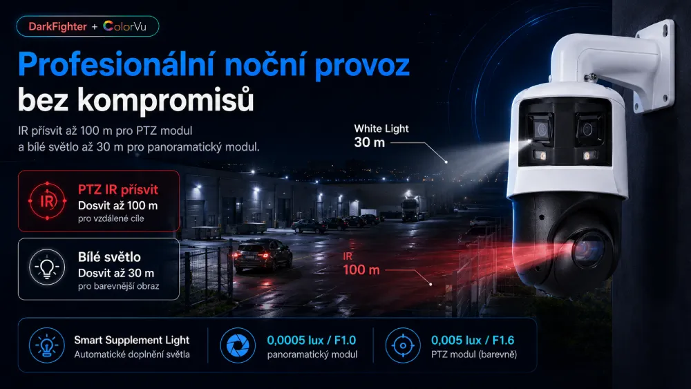 PTZIP4C425XIR-P noční vidění IR a bílé světlo