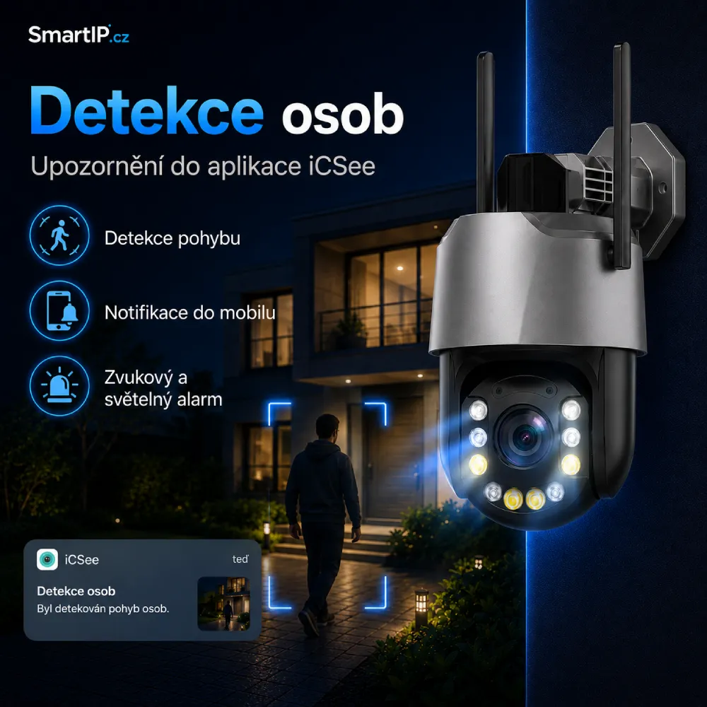 Detekce osob a upozornění do aplikace iCSee
