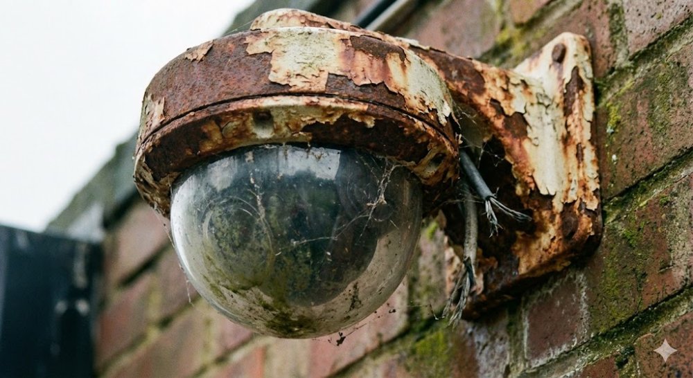 Kamera poškozená korozí a počasím